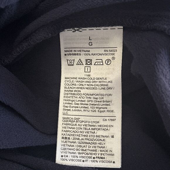 Gap Wide Leg Pull On Rayon Viscose Gaucho Pants Elastic Waist & Tie Size Large - Picture 10 of 10